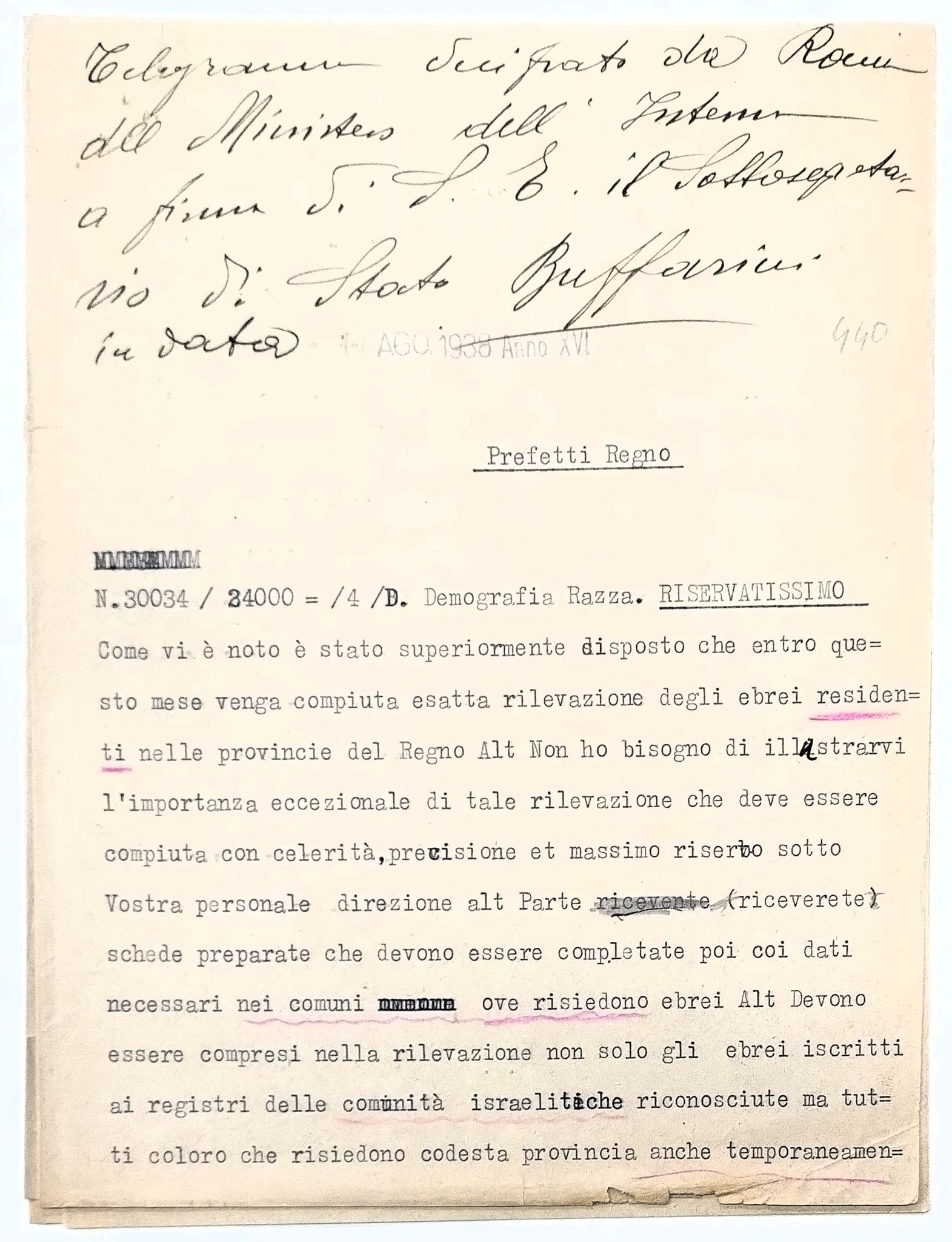 ASCa, Prefettura di Cagliari, Gabinetto, cat. 18, fald. 67